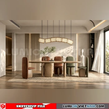 260918 Wabi sabi style Dining room 21 Sketchup Model