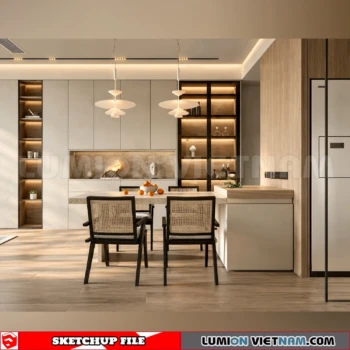 260918 Wabi sabi style Dining room 26 Sketchup Model