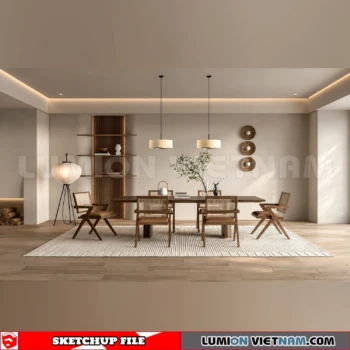 260918 Wabi sabi style Dining room 4 Sketchup Model