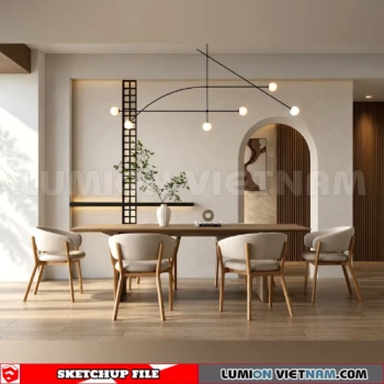 260918 Wabi sabi style Dining room 5 Sketchup Model