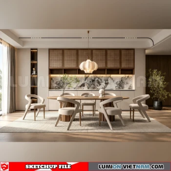 260918 Wabi sabi style Dining room 6 Sketchup Model