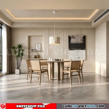 260918 Wabi sabi style Dining room 7 Sketchup Model