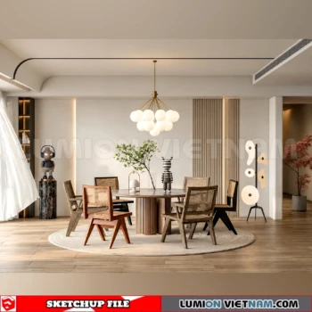 260918 Wabi sabi style Dining room 9 Sketchup Model