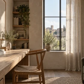AI-assisted original LumionVietnam editorial artwork illustrating an architectural interior with fine material detail; not an actual Blender render, screenshot or benchmark.