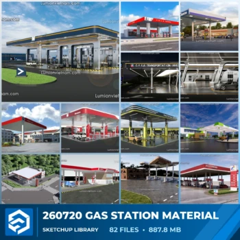 260720 Gas Station Material Sketchup Models Collection