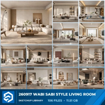 260917 Wabi sabi style Living room Sketchup Models Collection