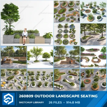 260809 Outdoor Landscape Seating & Planter Sketchup Models Collection