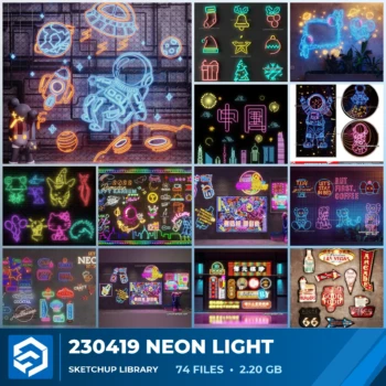 230419 Neon Light Sketchup Models Collection